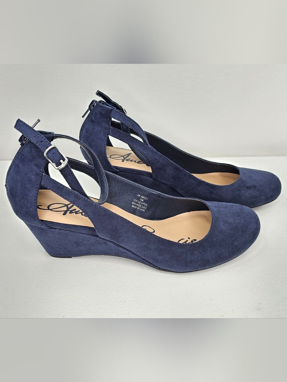 American Rag Cie Amiley Navy Suede Wedge Heels - Elegant Slingback